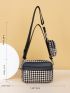 Houndstooth Pattern Square Bag With Coin Purse