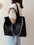 Chain Detail Large Capacity Shoulder Tote Bag
