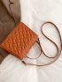 Minimalist Textured Chain Decor Flap Square Bag