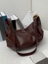 Minimalist Buckle Decor Ruched Bag