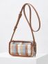 PREMIUM COLORBLOCK BRAIDED DESIGN SQUARE BAG