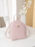 Mini Bow Decor Plaid Pattern Backpack