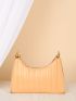 Minimalist Textured Chain Baguette Bag