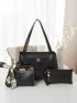 3pcs Crocodile Embossed Twilly Scarf Decor Tote Bag Set