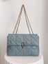 Quilted Flap Chain Shoulder Tote Bag