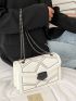 Studded Decor Flap Chain Square Bag