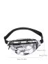 Chain Decor Zip Front Fanny Pack