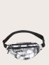 Chain Decor Zip Front Fanny Pack