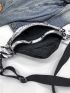 Chain Decor Zip Front Fanny Pack