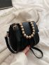 Mini Beaded Decor Ruched Detail Saddle Bag