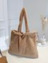 Fluffy Snap Button Shoulder Tote Bag