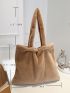 Fluffy Snap Button Shoulder Tote Bag