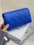 Quilted Pattern Chain Flap Square Bag