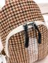 Houndstooth Pattern Double Zipper Sling Bag