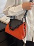 Colorblock Stitch Design Flap Square Bag