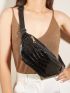 Metallic Crocodile Embossed Fanny Pack