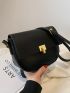 Mini Minimalist Metal Lock Flap Saddle Bag