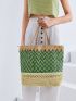 Colorblock Straw Chevron Tote Bag