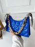 Quilted Pattern Chain Baguette Bag