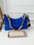 Quilted Pattern Chain Baguette Bag