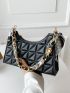 X Iman Troye Quilted Pattern Chain Baguette Bag