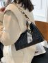 X Iman Troye Quilted Pattern Chain Baguette Bag