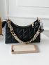 X Iman Troye Quilted Pattern Chain Baguette Bag