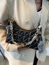 X Iman Troye Quilted Pattern Chain Baguette Bag