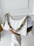 X Iman Troye Quilted Pattern Chain Baguette Bag