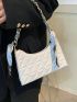 X Iman Troye Quilted Pattern Chain Baguette Bag