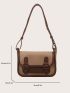 Buckle Detail Colorblock Flap Square Bag