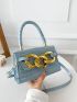 Chain Decor Crocodile Embossed Square Bag