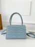 Chain Decor Crocodile Embossed Square Bag