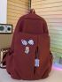 Cartoon Decor Zip Front Backpack With Doll