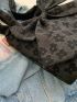 Minimalist Bow Decor Textured Shoulder Bag