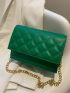 Quilted Pattern Chain Flap Square Bag