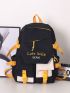 Letter Embroidered Release Buckle Decor Backpack