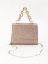 Mini Allover Glitter Decor Flap Square Bag