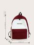 Colorblock Letter Detail Large Capacity Backpack