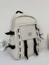Letter Patch Knot Decor Large Capacity Backpack