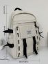 Letter Patch Knot Decor Large Capacity Backpack