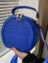 Mini Crocodile Embossed Top Handle Circle Bag