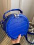 Mini Crocodile Embossed Top Handle Circle Bag