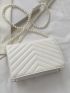 Mini Faux Pearl Beaded Chevron Square Bag