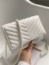 Mini Faux Pearl Beaded Chevron Square Bag