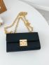 Mini Litchi Embossed Flap Chain Square Bag