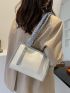 Contrast Binding Shoulder Tote Bag