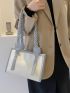 Contrast Binding Shoulder Tote Bag