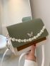 Mini Two Tone Faux Pearl Decor Flap Square Bag