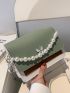 Mini Two Tone Faux Pearl Decor Flap Square Bag